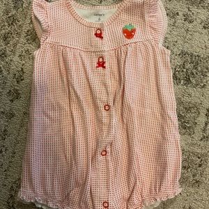 Kids Strawberry Ruffle One Piece.  Size: 6M